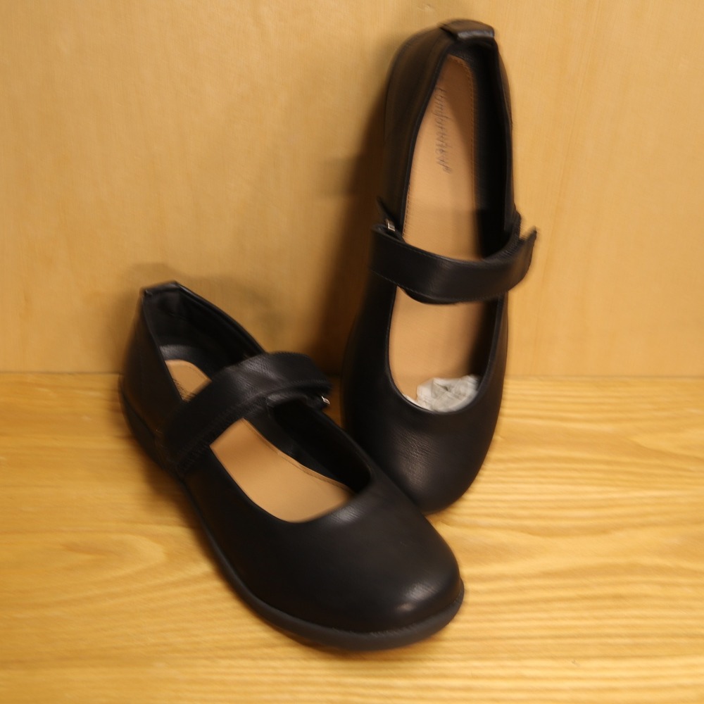 Comfortview Carla Black Mary Jane Flats Wide Width Size 12WW Hook and Loop Strap